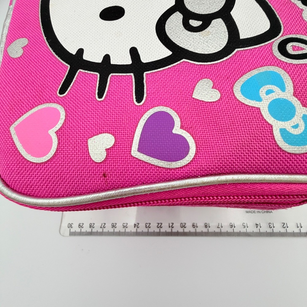 Hello Kitty Pink Insulated Lunch Bag & Hearts Bows Sanrio Kids School Purse - Picture 10 of 16